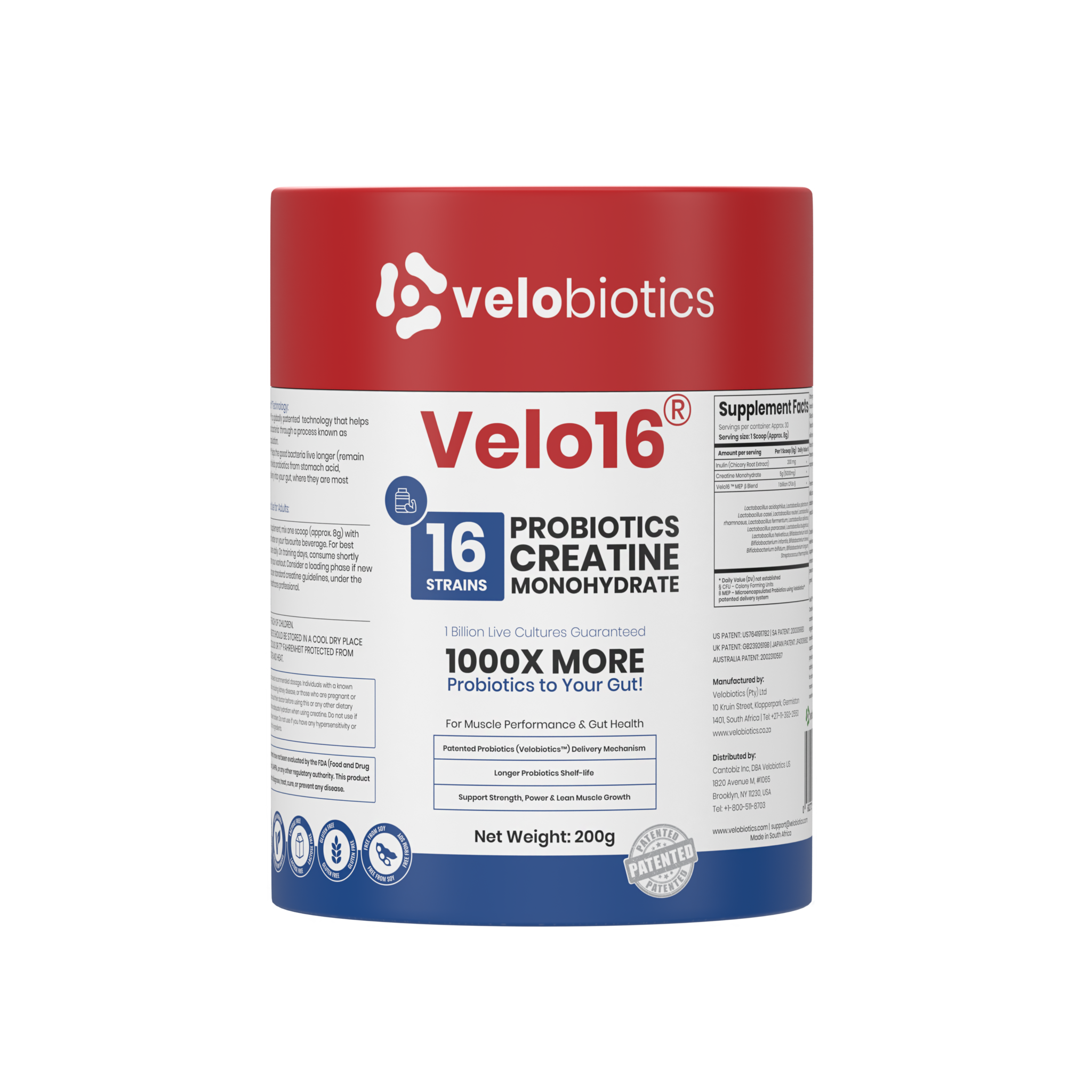 Velo16 Probiotics Creatine Monohydrate