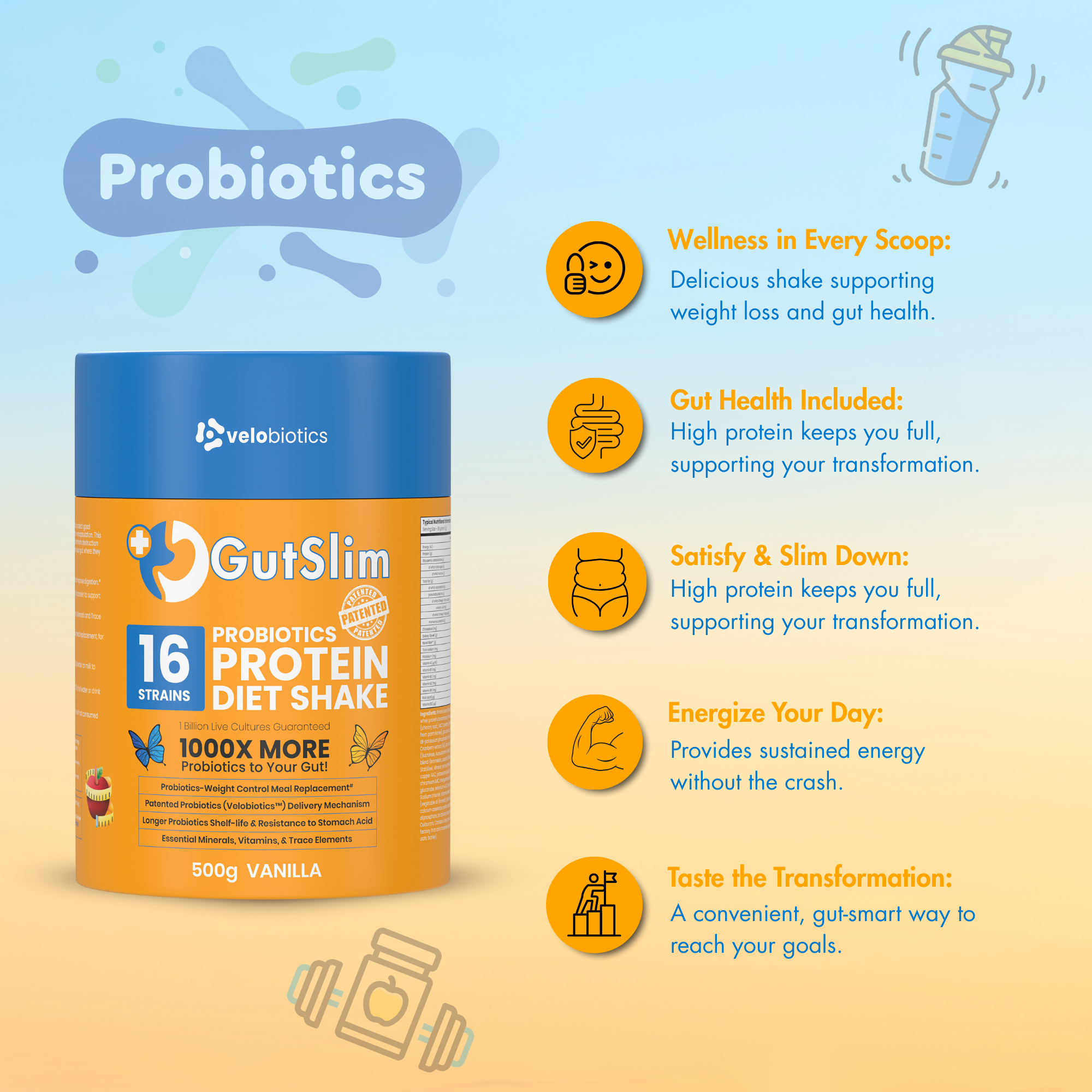 GutSlim Probiotics Diet Shake